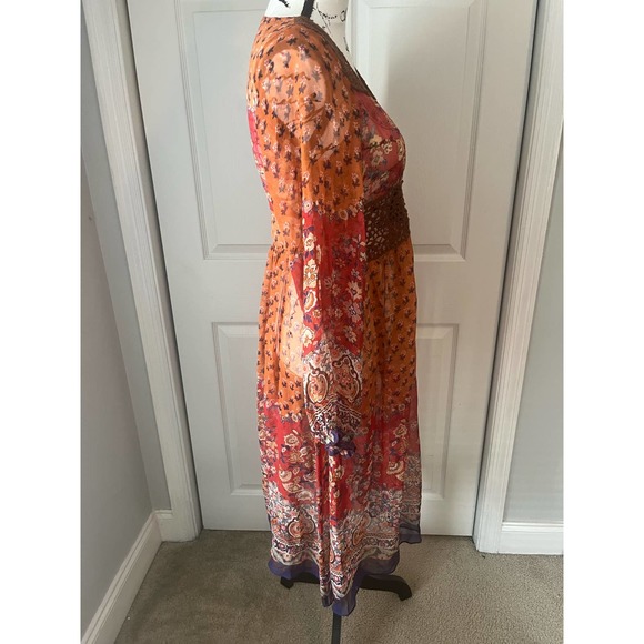 Boho Sheer Floral Dress Size 8 - Picture 5 of 11